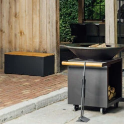 Banc Acier Laqué Noir Et Bois De Teck - Ofyr 8 Banc Acier Laqué Noir Et Bois De Teck - Ofyr -Équipement De Barbecue banc noir teck 2020000022336 2