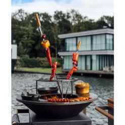 Brasero OFYR Island Noir 100 Tablette Teck + Housse -Équipement De Barbecue brasero ofyr island noir 100 100 tablette bois 7436933035056 2