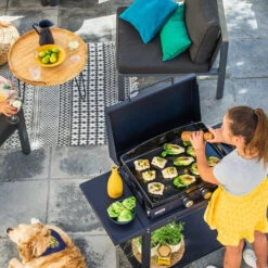 Combo Plancha Gaz Adela Bleu 260 Chariot + Capot - Le Marquier -Équipement De Barbecue combo plancha gaz adela bleu celeste 260 capot protection 3339380157637 2