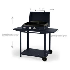Combo Plancha Gaz Adela Bleu 260 Chariot + Capot - Le Marquier -Équipement De Barbecue combo plancha gaz adela bleu celeste 260 capot protection 3339380157637 3