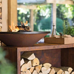 Brasero Plancha OFYR Island 100 En Corten + Plan De Travail Teck -Équipement De Barbecue ofyr island 100 brasero plancha 7430440898821 8