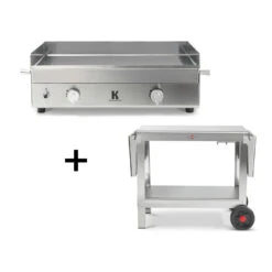 Équipement De Barbecue 17 Pack Plancha Gaz K 65 Cm + Desserte Plein Air - Krampouz