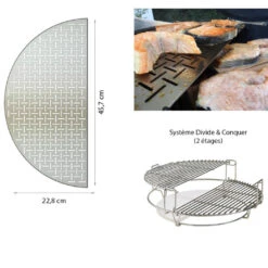 Kamado Joe Plaque Demi Lune Inox Kamado Classic Joe -Équipement De Barbecue plaque demi lune inox classic joe kamado 0811738021256 2